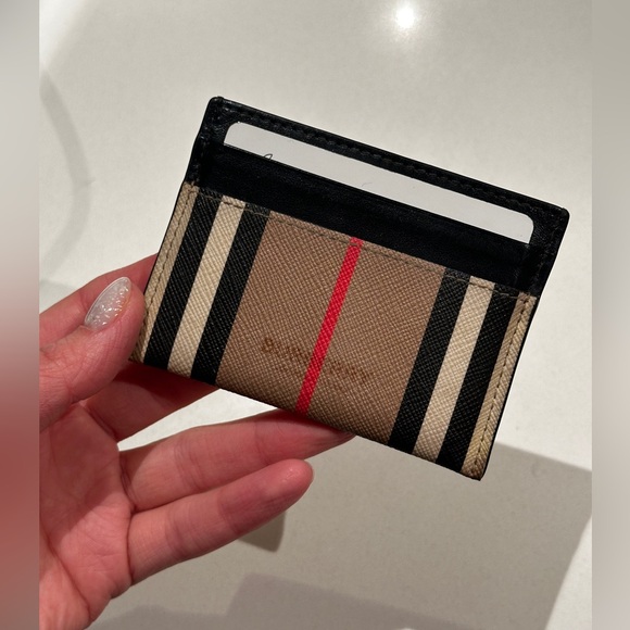 Burberry Check Pattern Leather Card Holder - Picture 1 of 4